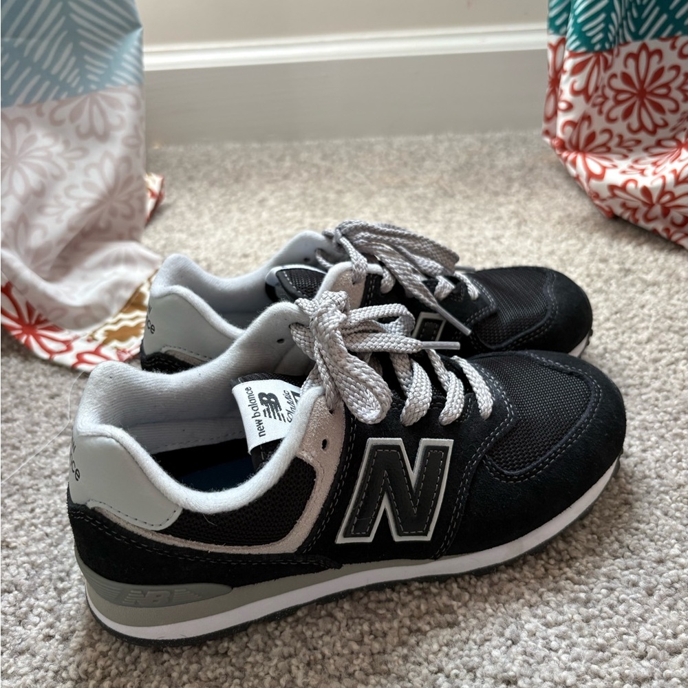 New Balance Kids' Black and White Sneakers